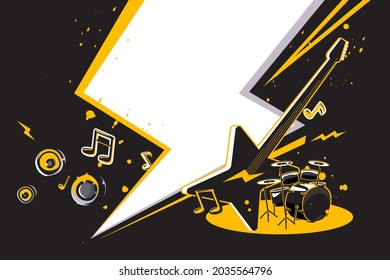 Vector illustration of rock music background design template for music festival or concert banner.