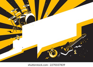 Vector illustration of rock music background design template for music festival or concert banner.