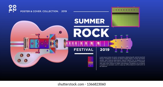 vector illustration rock music and guitar festival for banner and poster
