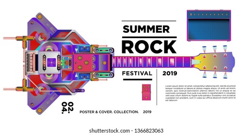 vector illustration rock music and guitar festival for banner and poster