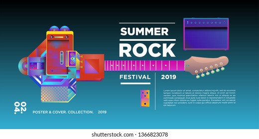 vector illustration rock music and guitar festival for banner and poster