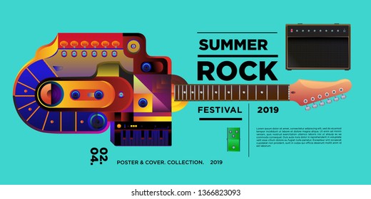 vector illustration rock music and guitar festival for banner and poster