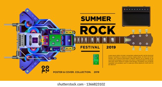 vector illustration rock music and guitar festival for banner and poster
