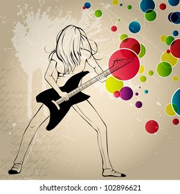 Vector illustration of a rock musician playing guitar