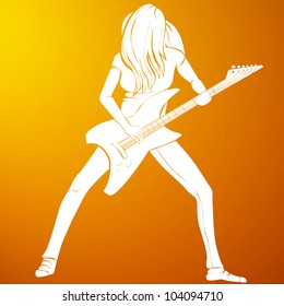 Vector illustration of a rock musician playing guitar