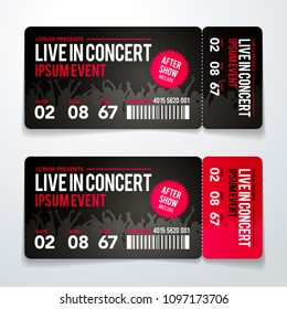 vector illustration rock party festival ticket design template with cool grunge effects and place for text