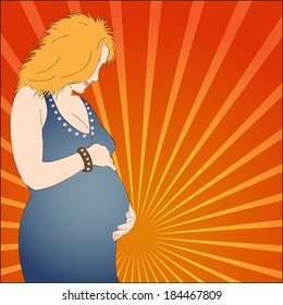 Vector illustration  of Rock Pregnant Female Profile