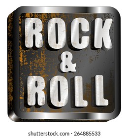 vector illustration rock and roll metal inscription