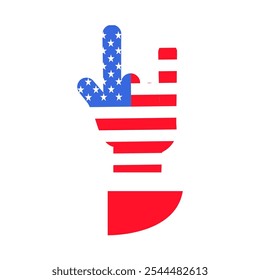 Ilustración vectorial de un signo de roca de la colección de íconos de la bandera estadounidense. Una celebración de la cultura y la identidad estadounidenses. Celebraciones del Día de la Independencia, un elemento decorativo en un país americano