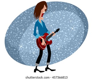 Vector illustration of rock star with guitar