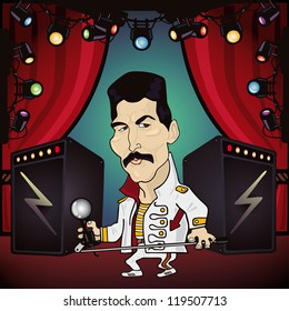 Vector illustration of rock star performing on stage