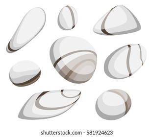 Vector Illustration Rock stone cartoon Set of different boulders Natural sea spa rock material game art