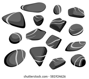 Vector Illustration Rock stone cartoon Set of different boulders Natural sea spa rock material game art