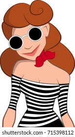 Vector illustration of rockabilly girl with sunglasses