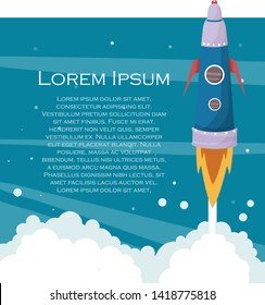 vector illustration with a rocket about business with the inscription