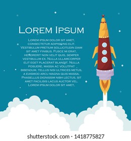 vector illustration with a rocket about business with the inscription