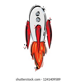 Vector illustration with rocket. Abstract illustration for design.