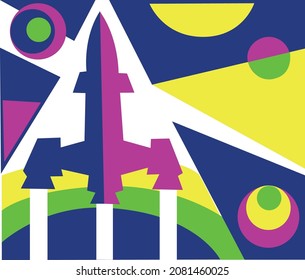 vector illustration of rocket background in space