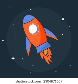 Vector illustration rocket cartoon flat style simple design