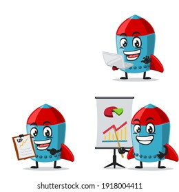 vector illustration of rocket character or mascot collection set with business theme