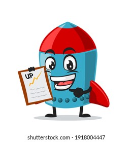 vector illustration of rocket character or mascot presentation with clipboard