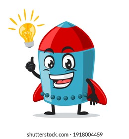vector illustration of rocket character or mascot got idea