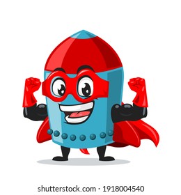 vector illustration of rocket character or mascot wearing super hero costume