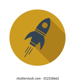 Vector illustration of a rocket in a circle with a shadow