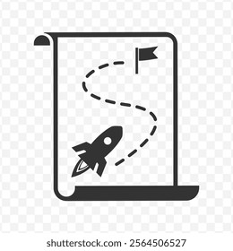 Vector illustration of rocket destination map icon in dark color and transparent background(PNG).