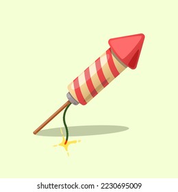 vector illustration of rocket fireworks on isolated background