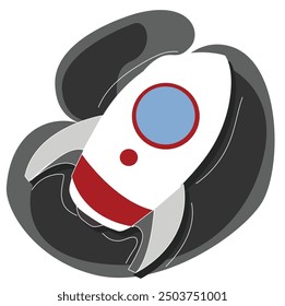 Vector illustration of rocket .Rocket flying