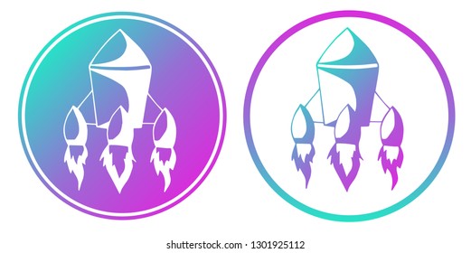 Vector Illustration of Rocket with Gradient Circle Blue and Violet. Logo, Sticker and Icon for Graphic Design. 