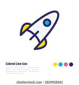 Vector illustration of rocket icon colored line. Beautiful transport element also can be used as shuttle icon element.