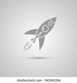 Vector illustration. Rocket icon with flame.