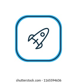 Vector illustration of rocket icon line. Beautiful vehicle element also can be used as shuttle icon element.