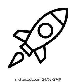 Ilustración vectorial de un ícono de cohete. Perfecto para representar conceptos de startup, innovación y exploración espacial. Trazo editable.