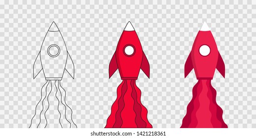 Vector illustration. Rocket Icon Set