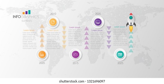 vector illustration rocket Infographic design template with icons and 5 options or steps. Can be used for process, presentations, layout, banner,info graph. 