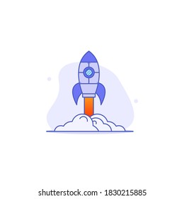 vector illustration of rocket launch flat design, good for website illustration, icon, logo, banner or etc
