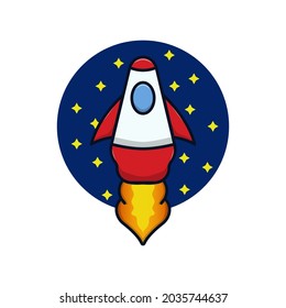 Vector illustration of rocket launch .flat design illustration