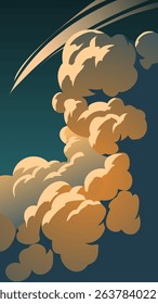 Vector illustration of rocket launch into the skies