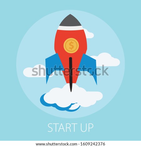 Vector illustration of rocket launch and space with 