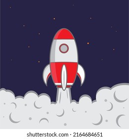 vector illustration of a rocket launching into space. suitable as a background or wallpaper
