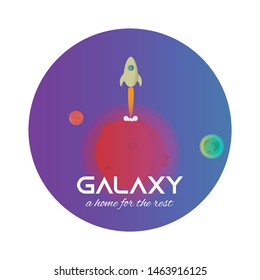 Vector illustration of rocket leaving planets with two other planets good for astronomical poster design