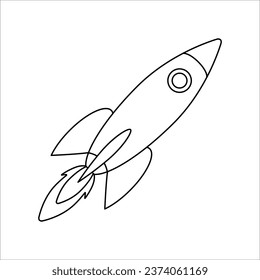 Vektorgrafik von Raketenstreckensymbol einzeln auf weißem Hintergrund, Raumfahrtsymbol
