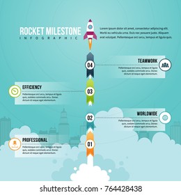 Vector illustration of Rocket Milestone Infographic design element.