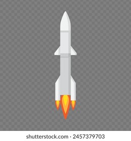 Vector illustration of rocket on transparent background