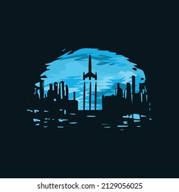 Ilustración vectorial de un avión de cohetes que vuela al espacio