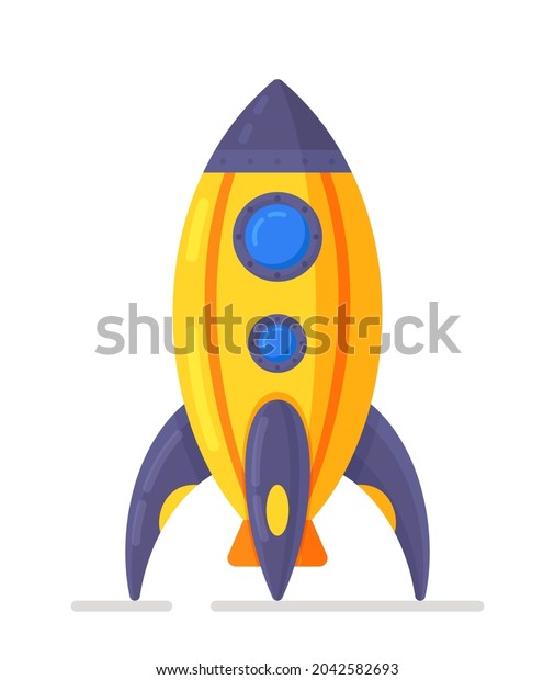 Vector illustration of a rocket ship\
isolated on a white background. Children\'s\
toy.