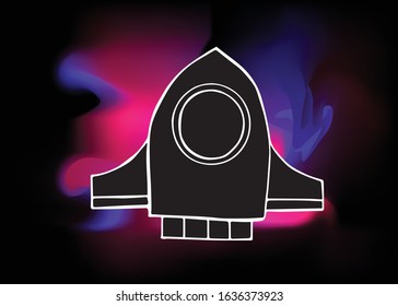 Vector Illustration of Rocket Ship Science with Neon Background